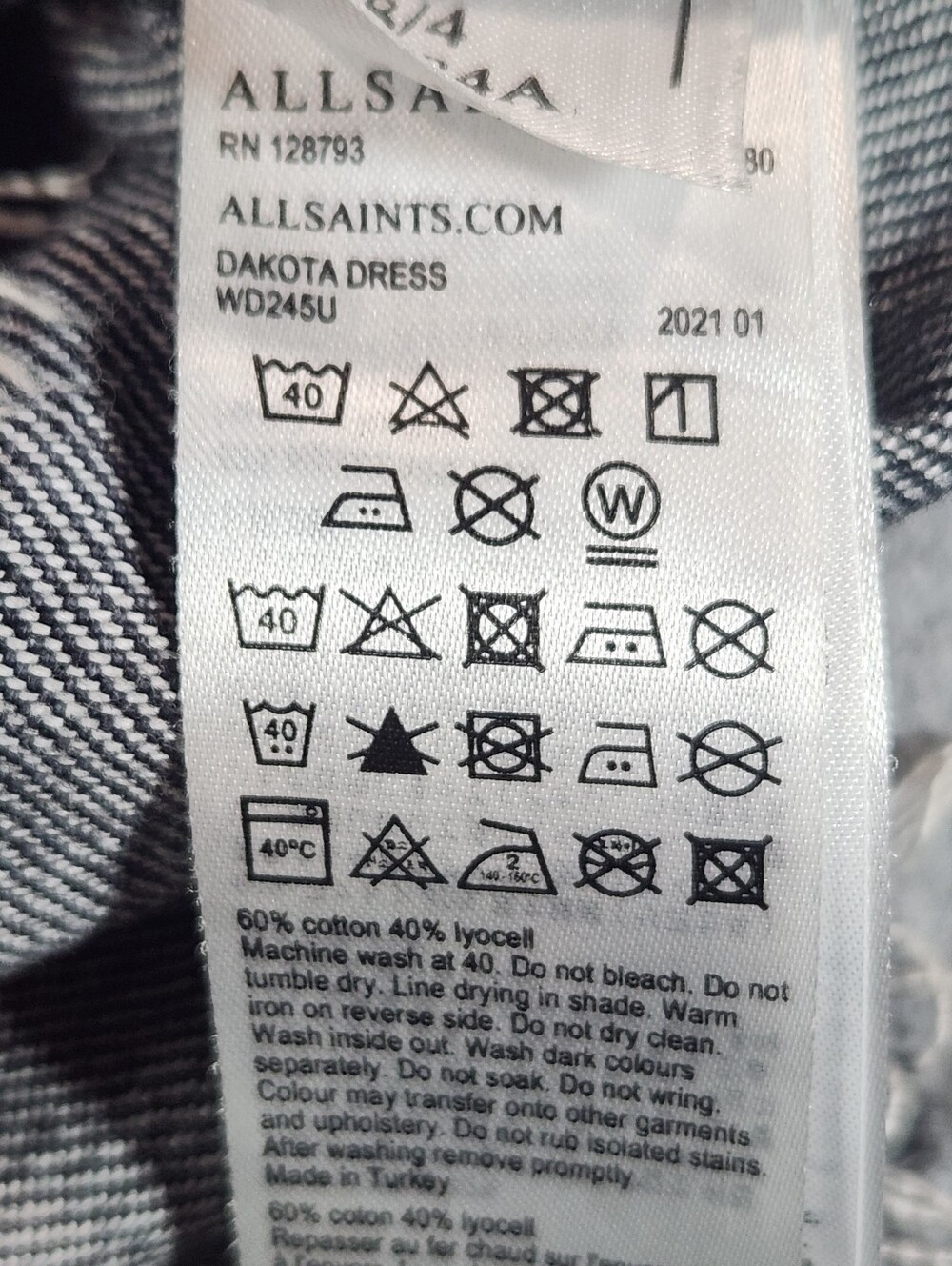 All Saints Washed Black Denim Dress with Frayed Hem Size 4 - Picture 9 of 9